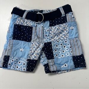 Janie & Jack Floral Patchwork Blue Shorts with belt 6-12m